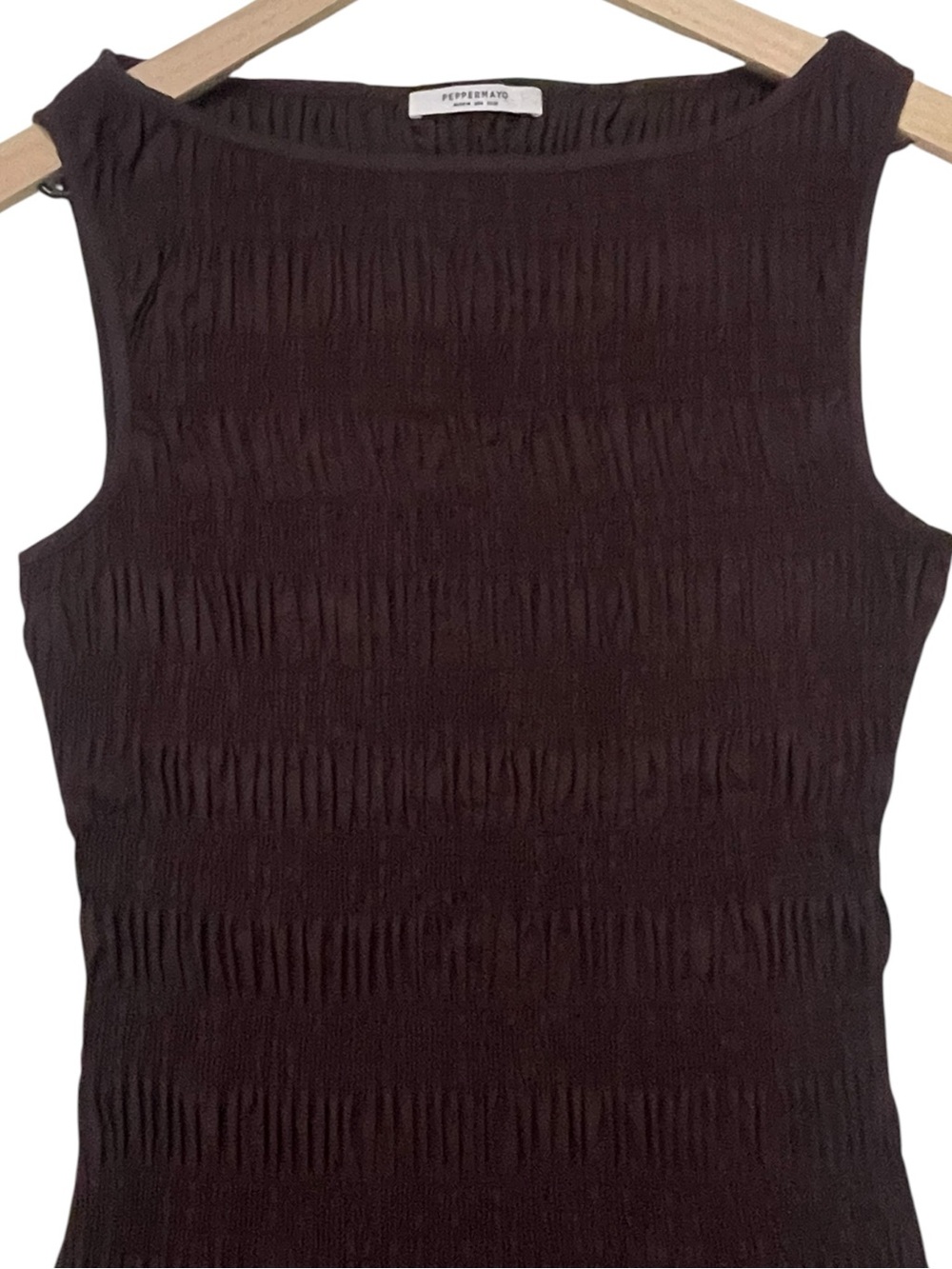 Peppermayo Garden Kisses Shirred Mini Dress Chocolate Brown Size 6 - Picture 5 of 7